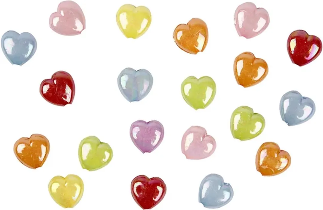 Creativ Company Plastic Kralen Harten 25x15mm - 7 Kleuren - 70 Stuks