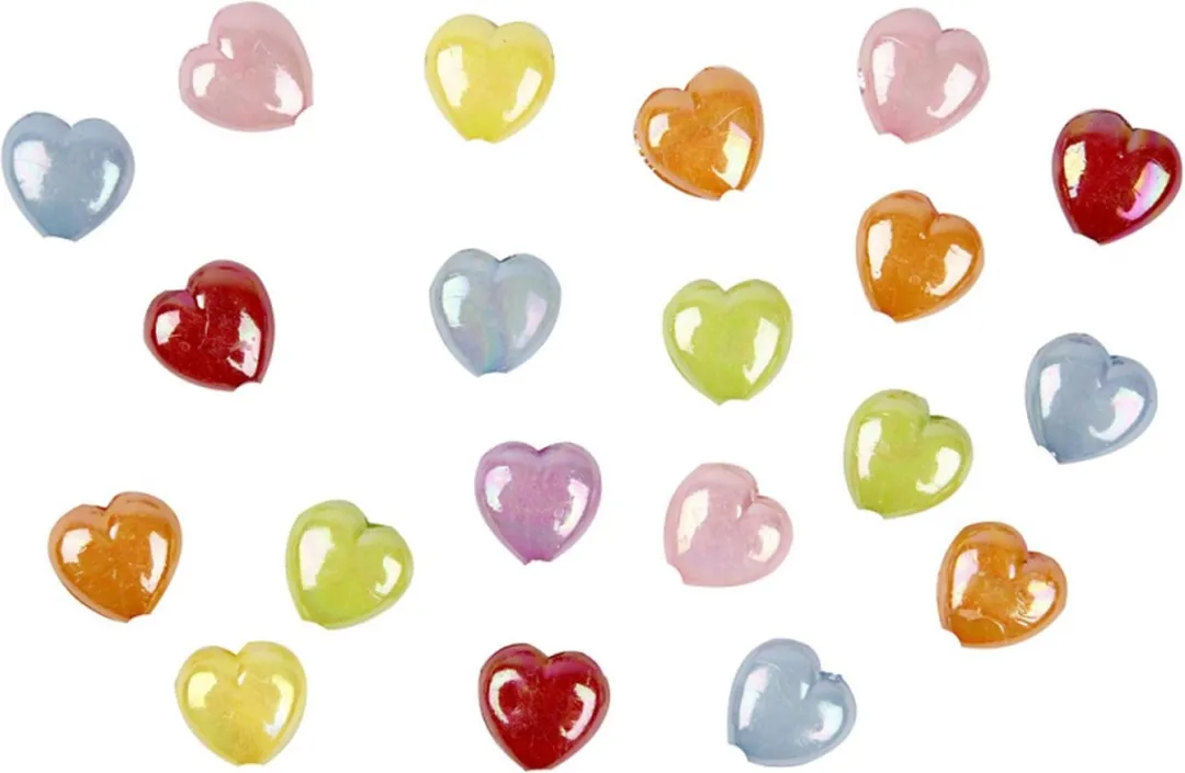 Creativ Company Plastic Kralen Harten 25x15mm - 7 Kleuren - 70 Stuks