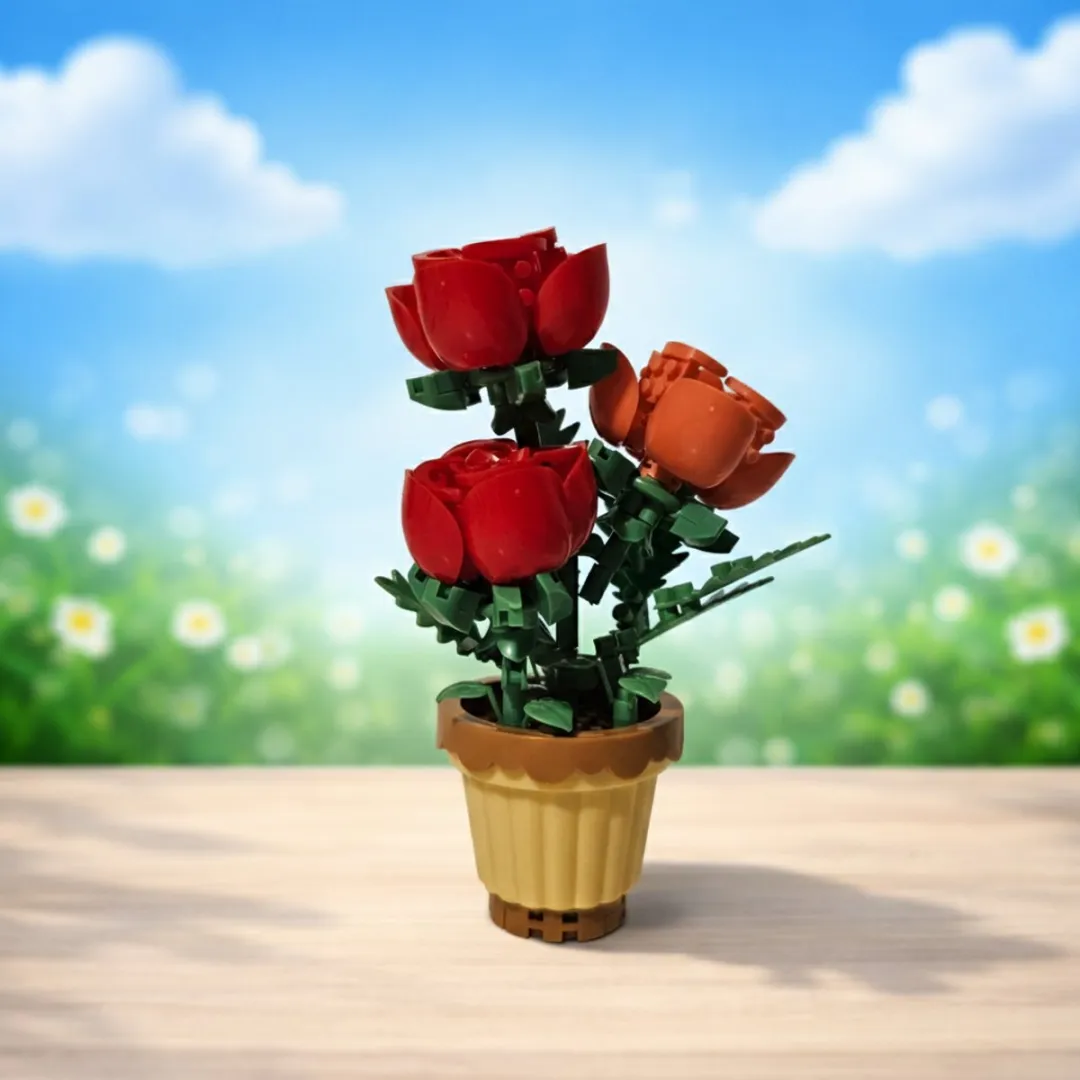 DIY Bouwbloem Roos - 3D Rode Bloem van Bouwstenen - Romantische Decoratie & Creatief Bouwpakket