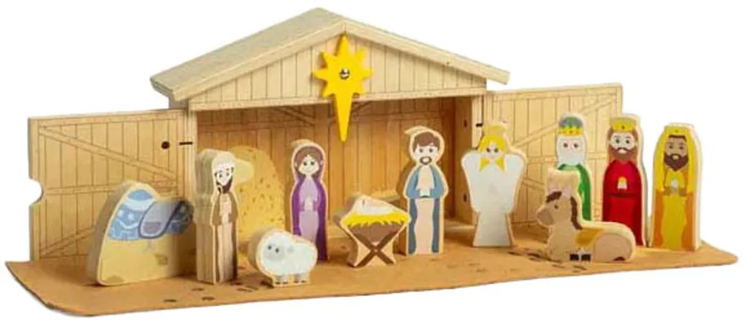 Bigjigs Houten Kerststal Set, 13dlg.