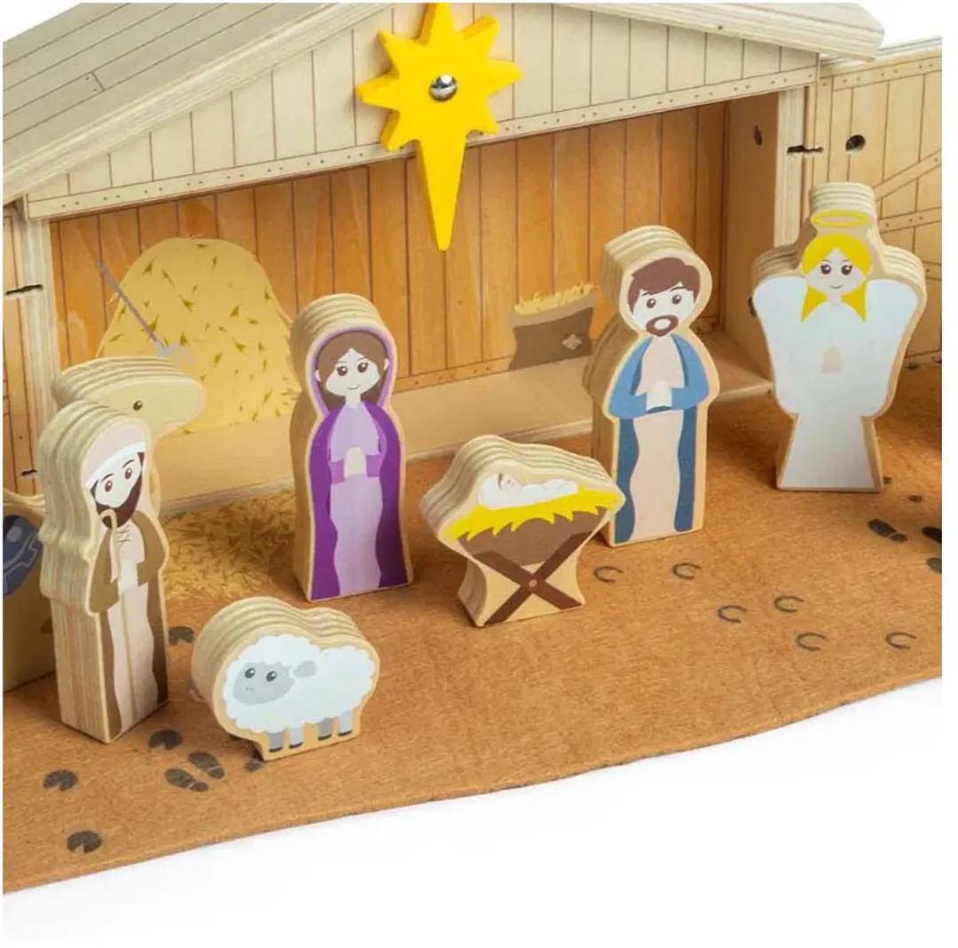 Bigjigs Houten Kerststal Set, 13dlg.
