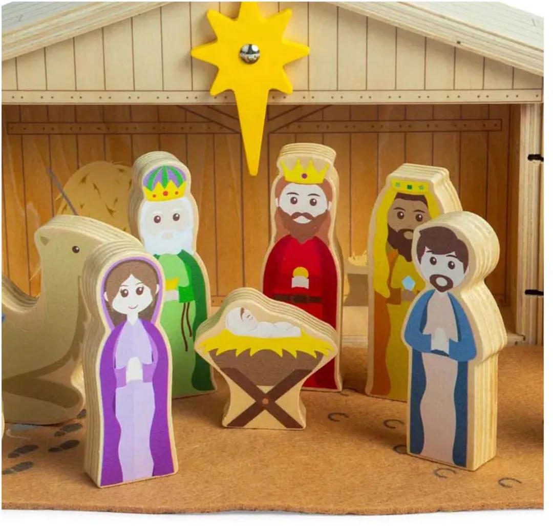 Bigjigs Houten Kerststal Set, 13dlg.