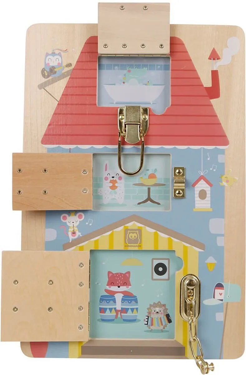 Eurekakids Lock Game Activiteitenbord 36x24cm - Lichtblauw/Rood