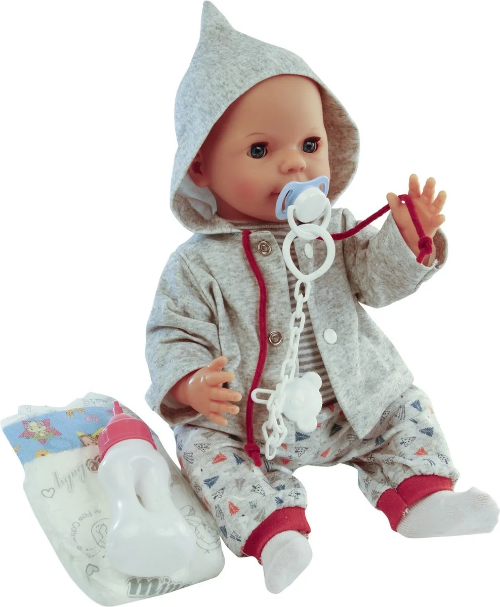 Schildkröt Poppenkleding Grijs/Rood/Wit Set 40cm