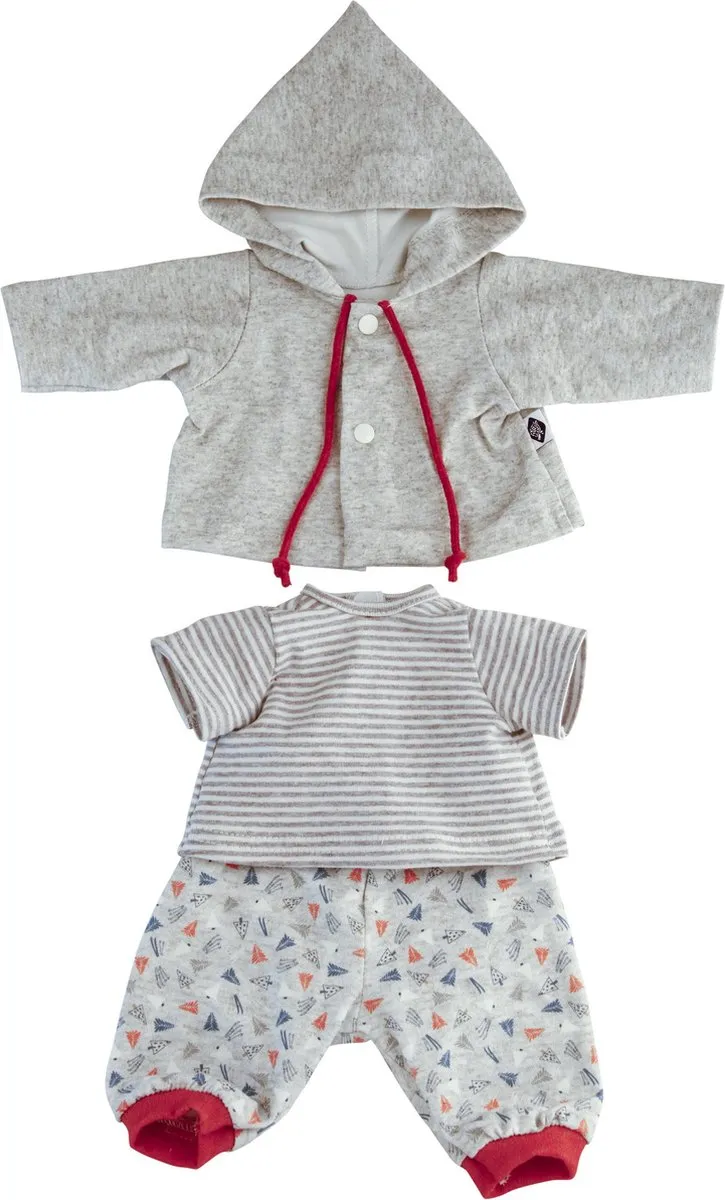 Schildkröt Poppenkleding Grijs/Rood/Wit Set 40cm