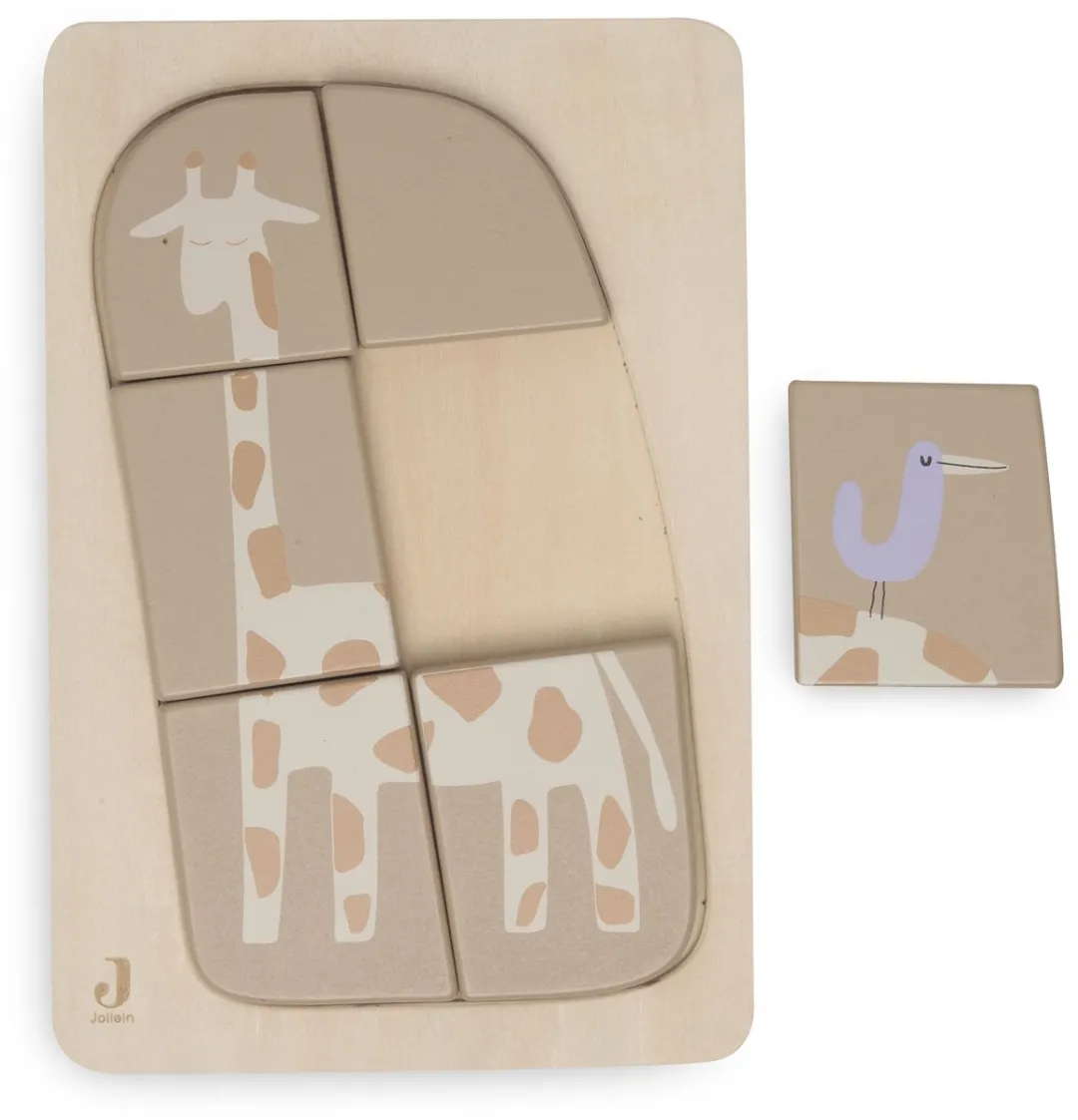 Jollein Houten Puzzel Jungle Jambo Giraffe - 6 Stuks - FSC