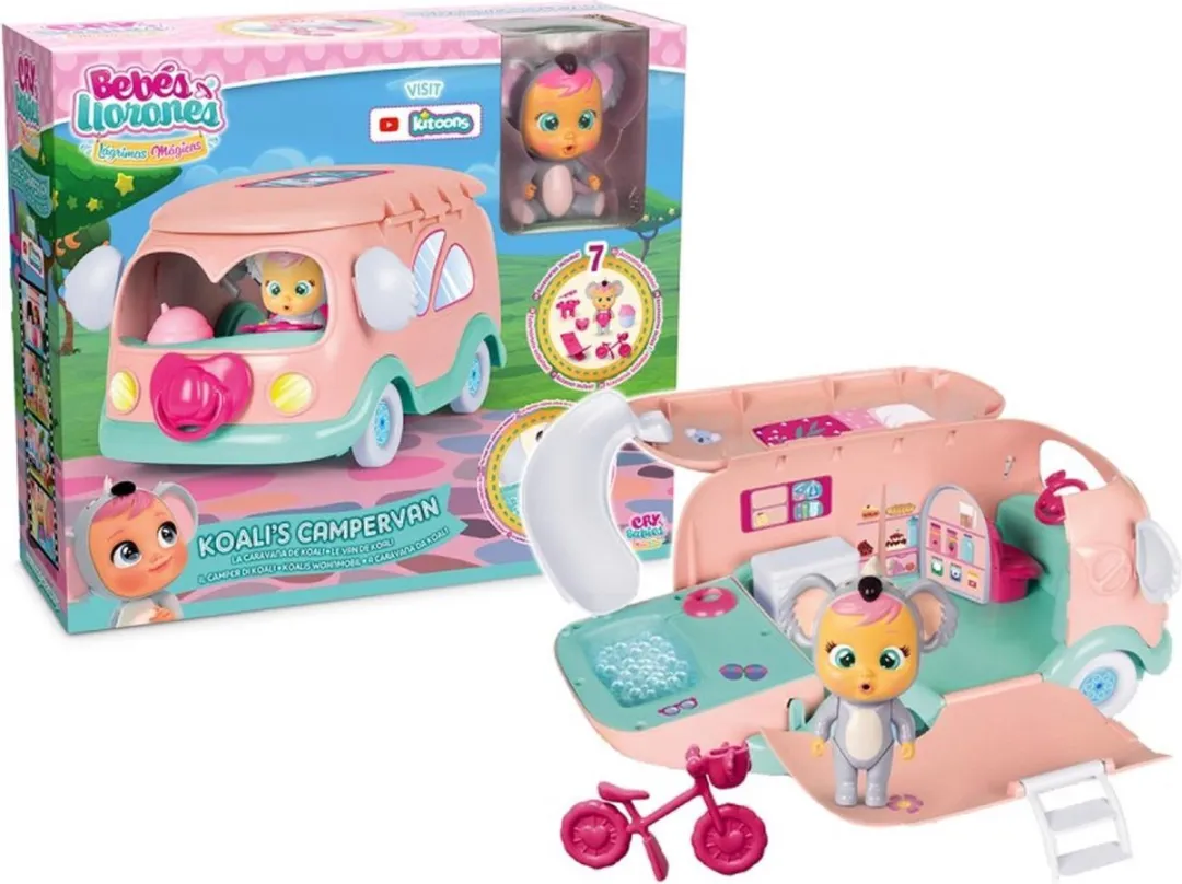 Imc Toys Cry Babies Magic Tears Koala's Camper - Camper Set - Muntkleur/Rozig - afbeelding 2 van 4