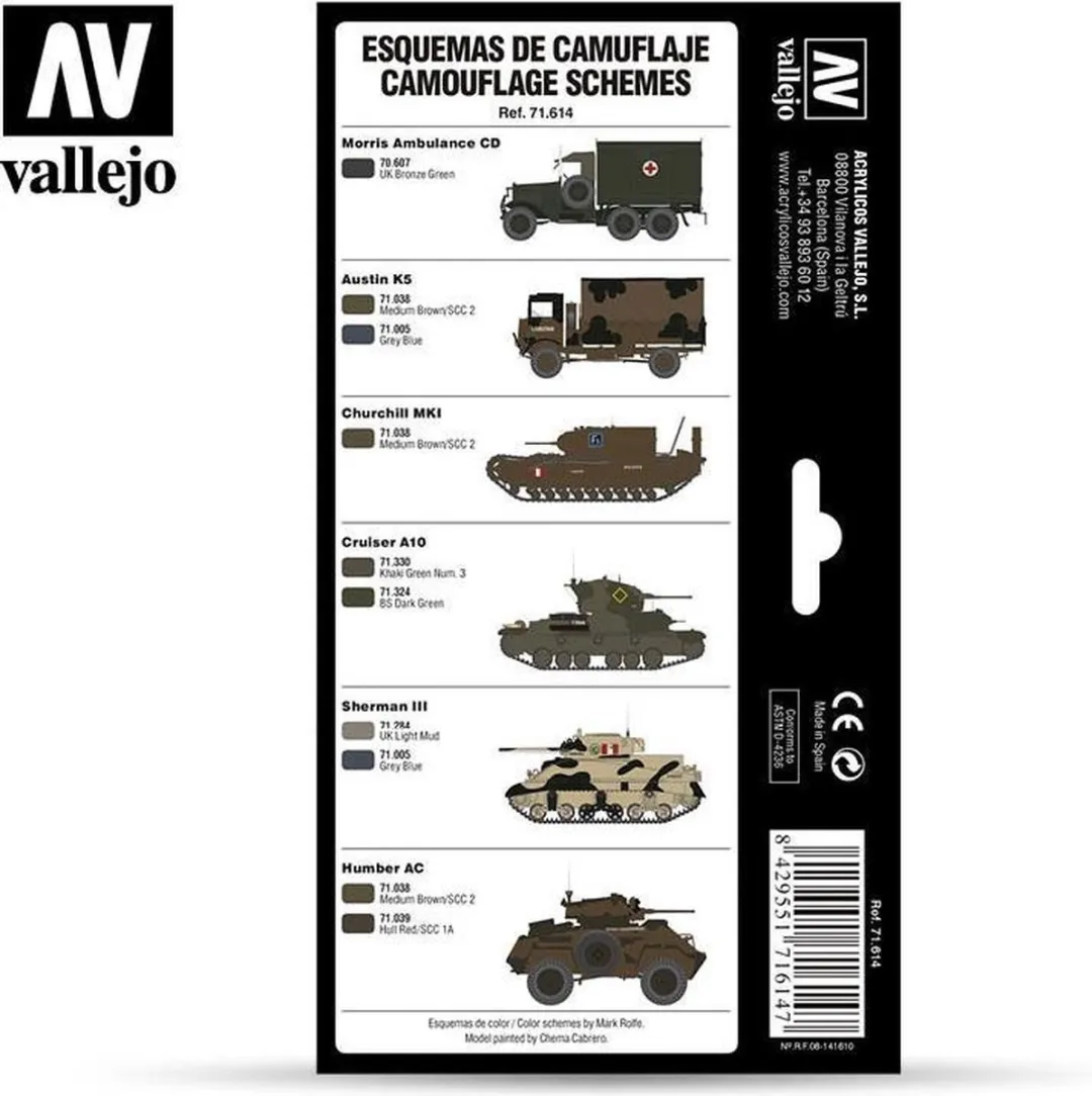 Vallejo Hobbyverf Acrylverf WWII British Colors UK/BEF 1939-1945 - 8x17ml