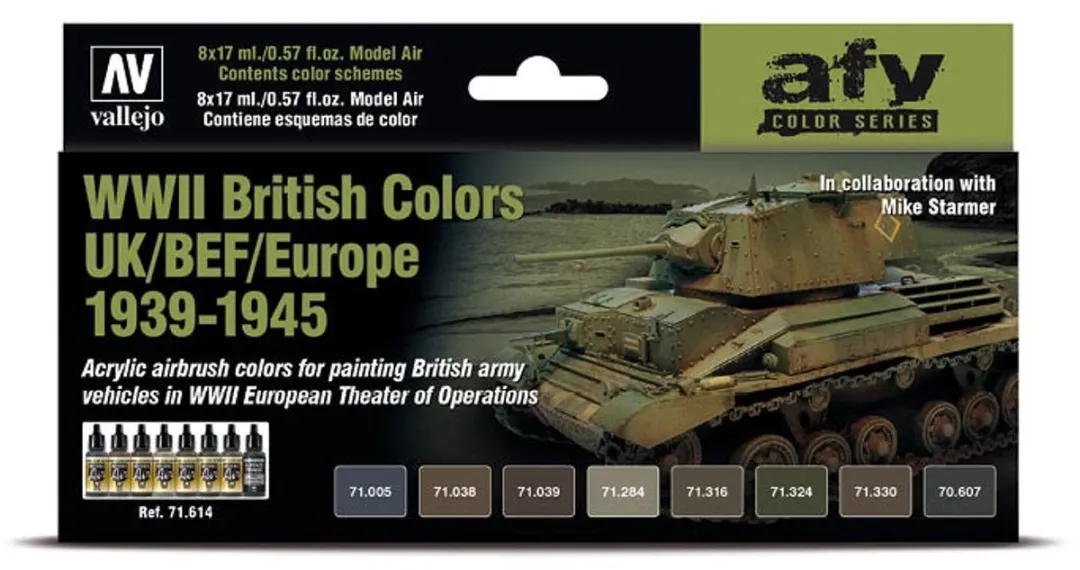 Vallejo Hobbyverf Acrylverf WWII British Colors UK/BEF 1939-1945 - 8x17ml