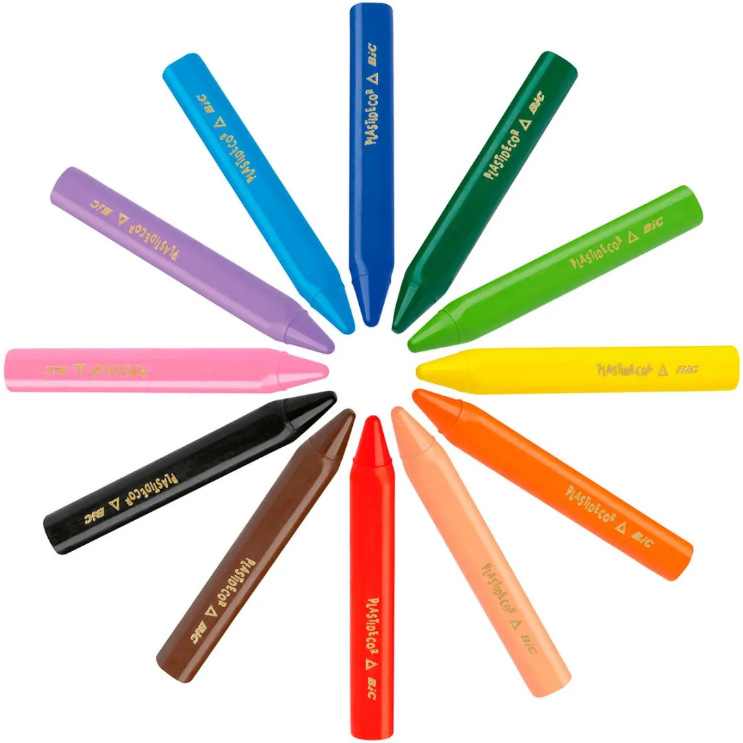 Bic Kids Plastidecor Driehoekige Kleurkrijtjes - 12 Stuks - Assorti