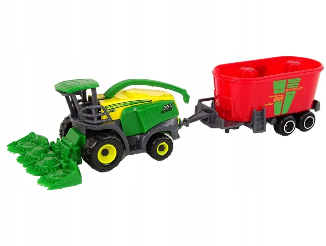 Lean Toys Landbouw Combine met Aanhanger - Geel/ Groen/ Rood