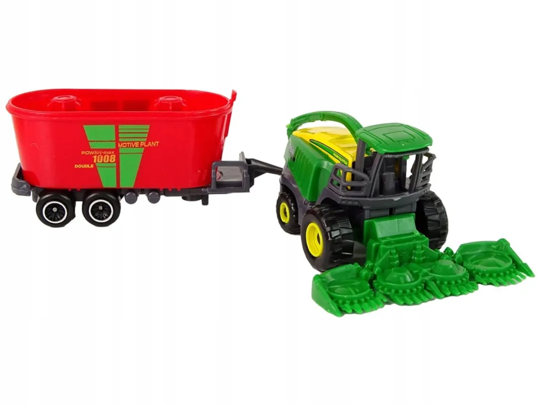Lean Toys Landbouw Combine met Aanhanger - Geel/ Groen/ Rood