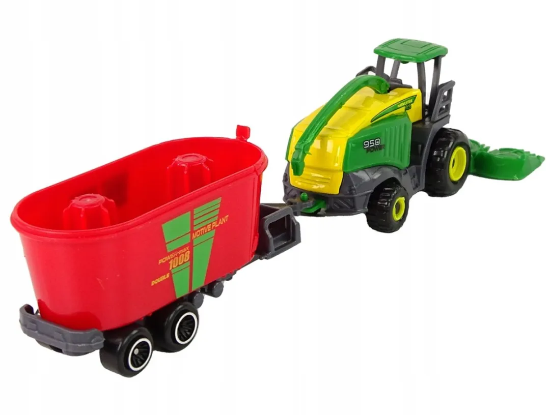 Lean Toys Landbouw Combine met Aanhanger - Geel/ Groen/ Rood