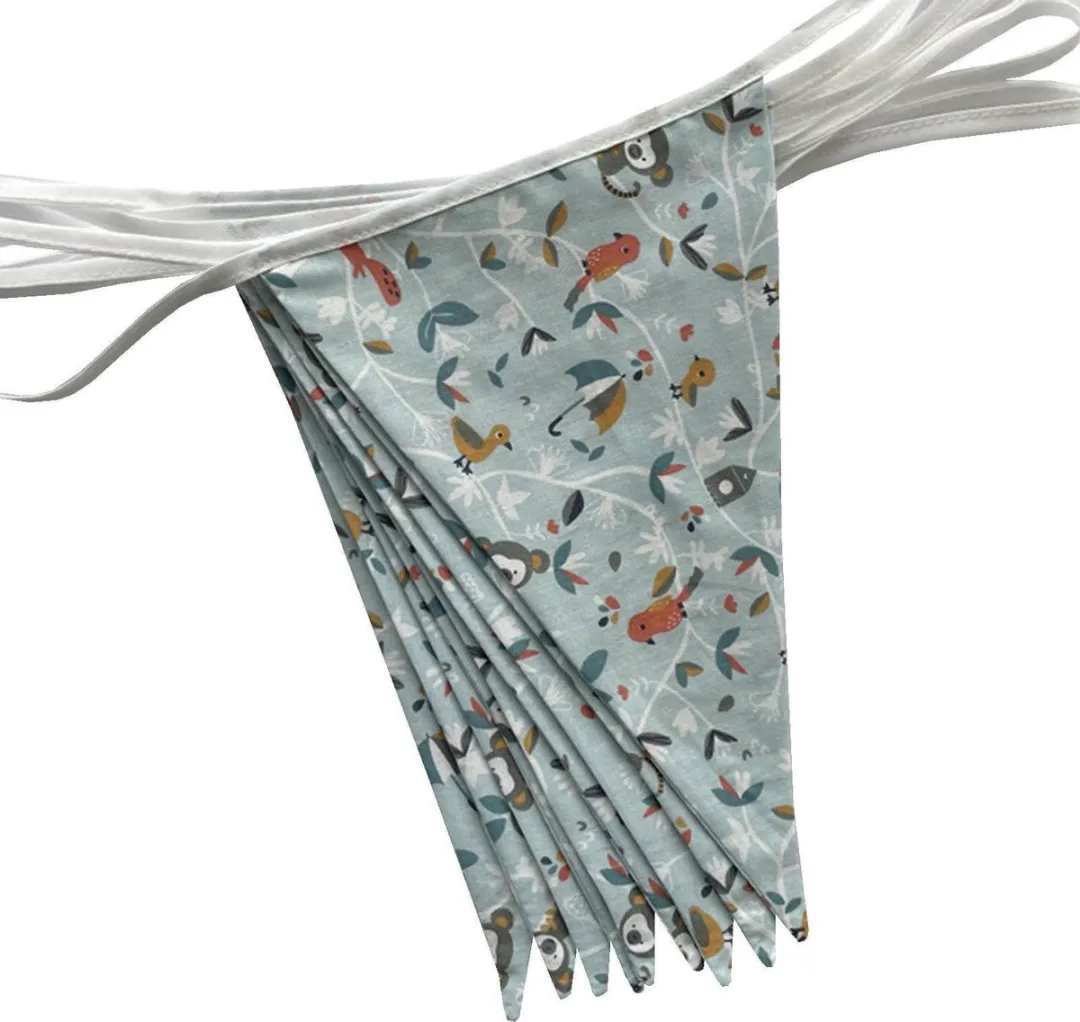 BINK Bedding Stoffen Slinger Sam L - 5m Lichtblauw/Wit - 9 Vlaggetjes