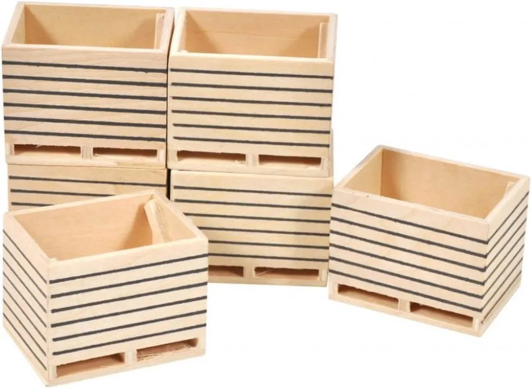 Kids Globe Houten Aardappelkisten 1:32 - 6 Stuks - Meerkleurig