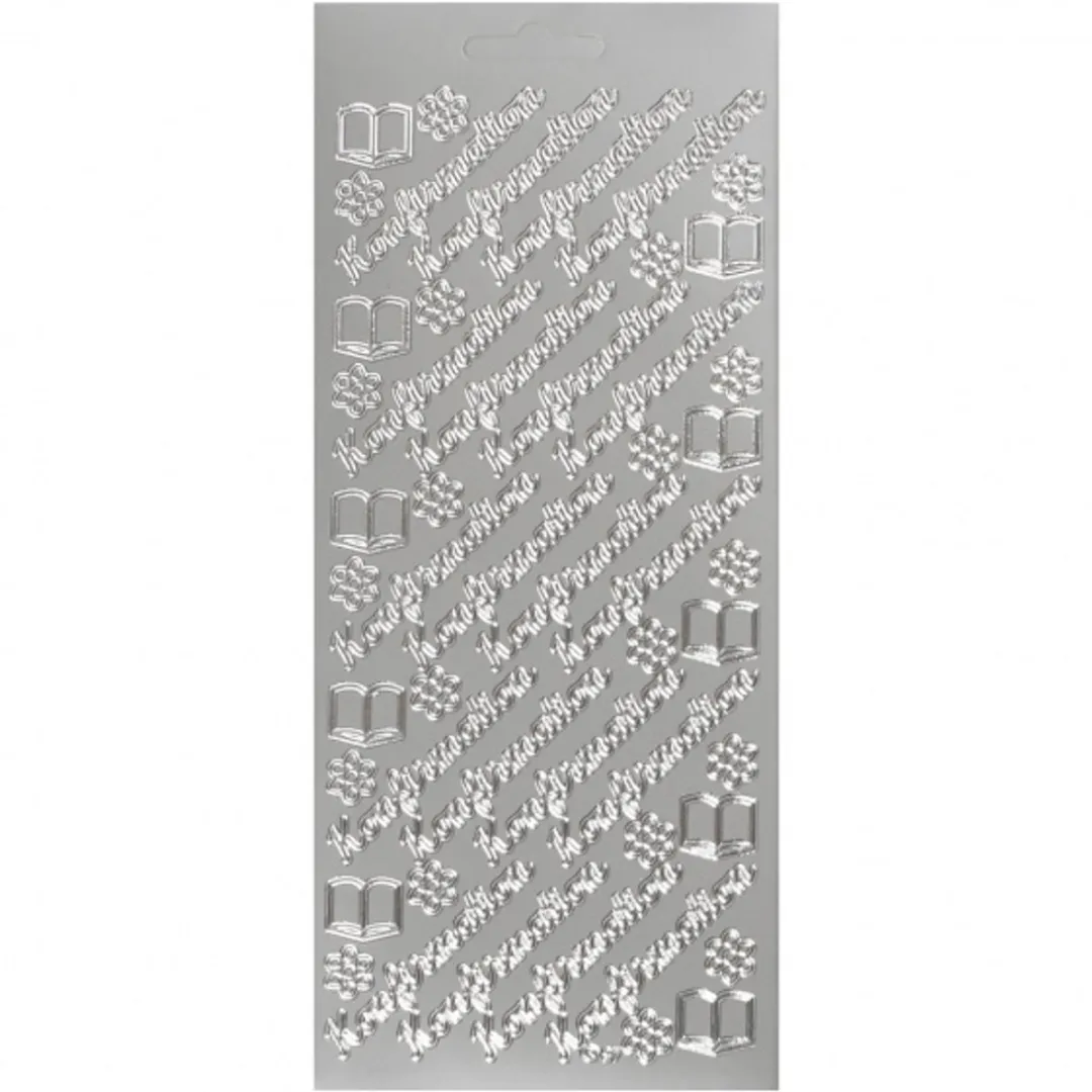 Creativ Company Konfirmation Stickers Zilver - 1 Vel 10x23cm