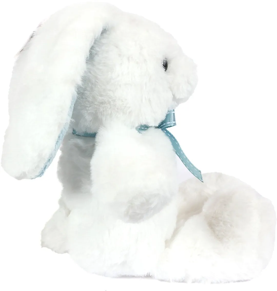 PIA Soft Toys Pluche Konijn - 18cm - Wit/Blauwe Strik