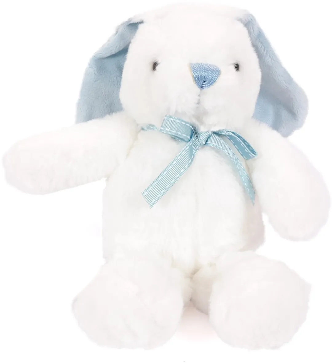 PIA Soft Toys Pluche Konijn - 18cm - Wit/Blauwe Strik