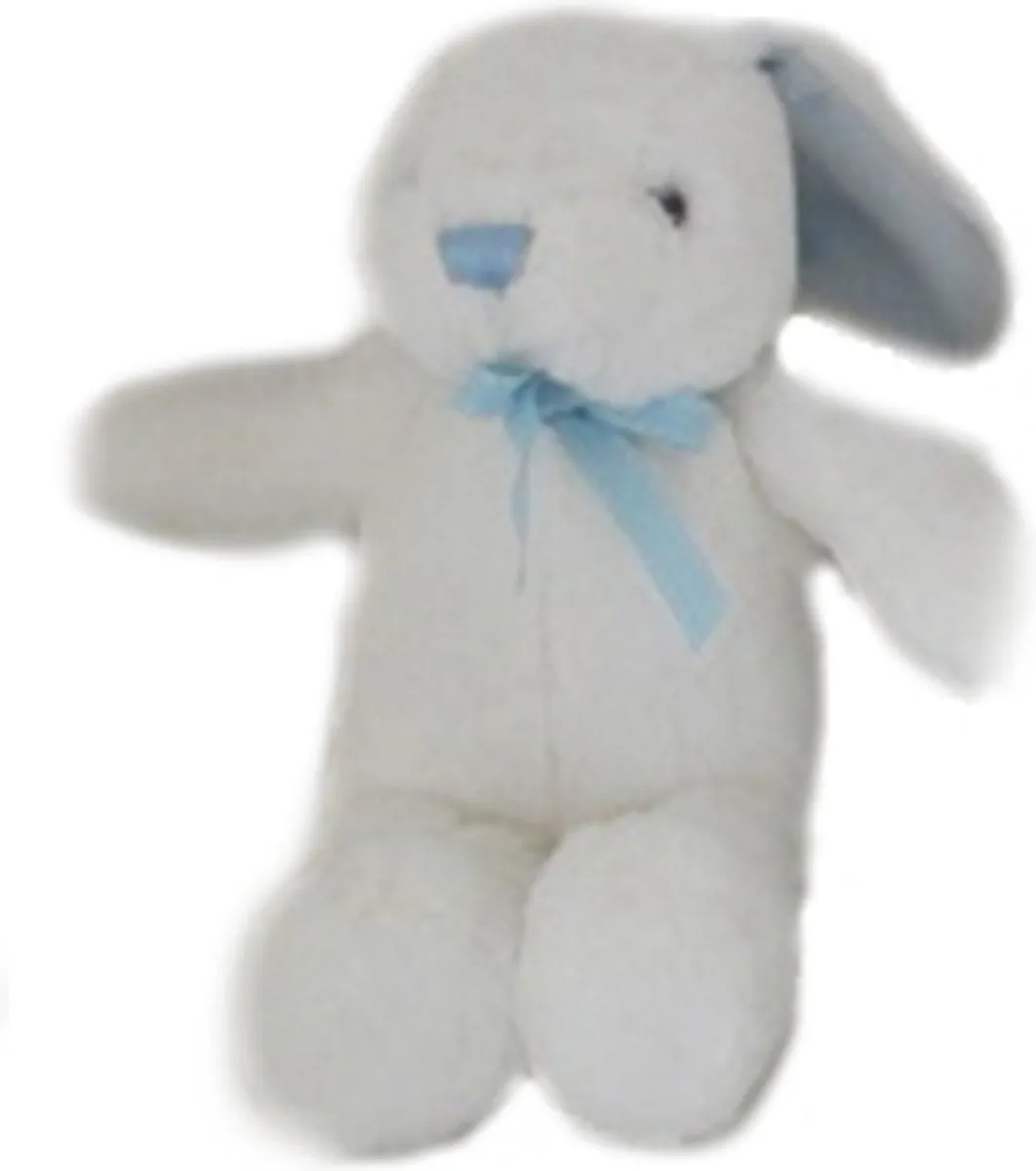 PIA Soft Toys Pluche Konijn - 18cm - Wit/Blauwe Strik