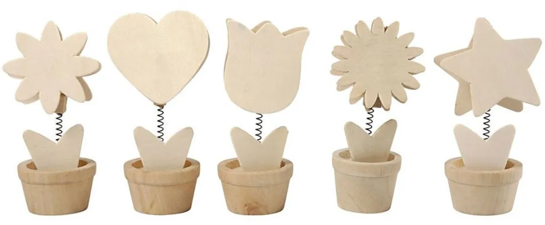 Creativ Company Houten Memoclip Bloemen - 10 Stuks Assorti