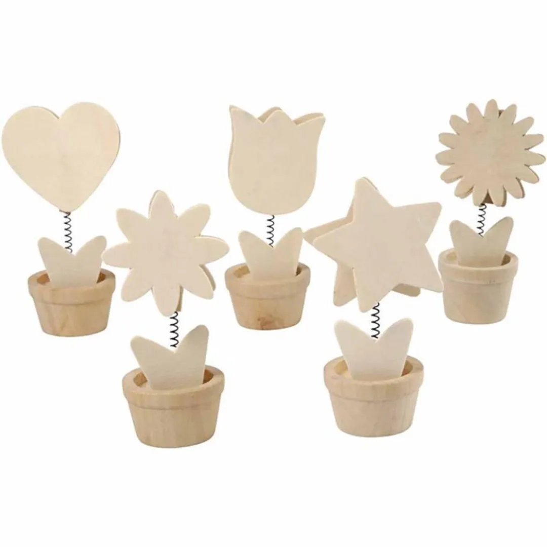 Creativ Company Houten Memoclip Bloemen - 10 Stuks Assorti