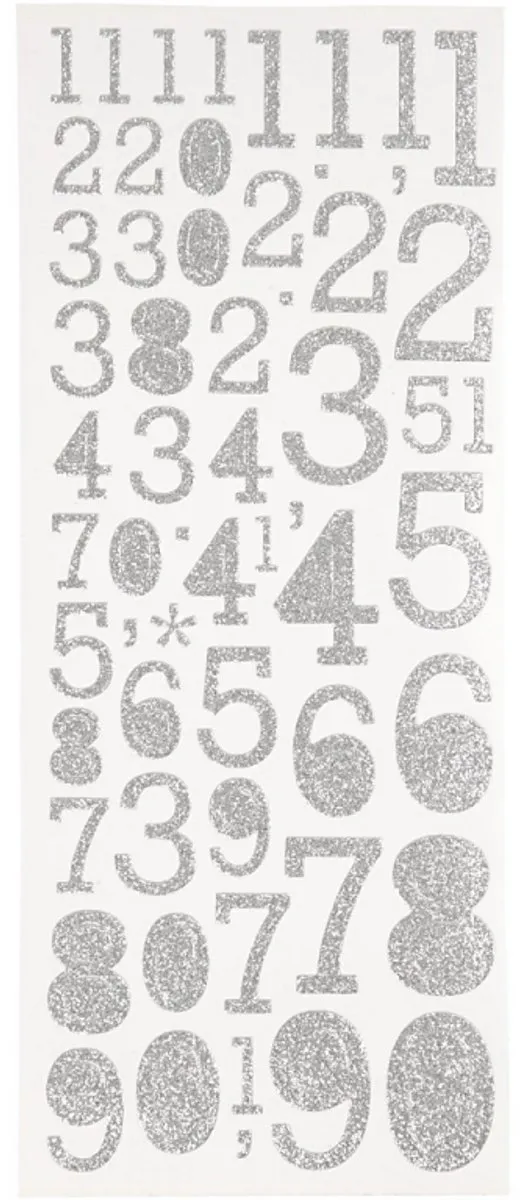 Creativ Company Glitter Stickers Zilveren Cijfers 10x24cm