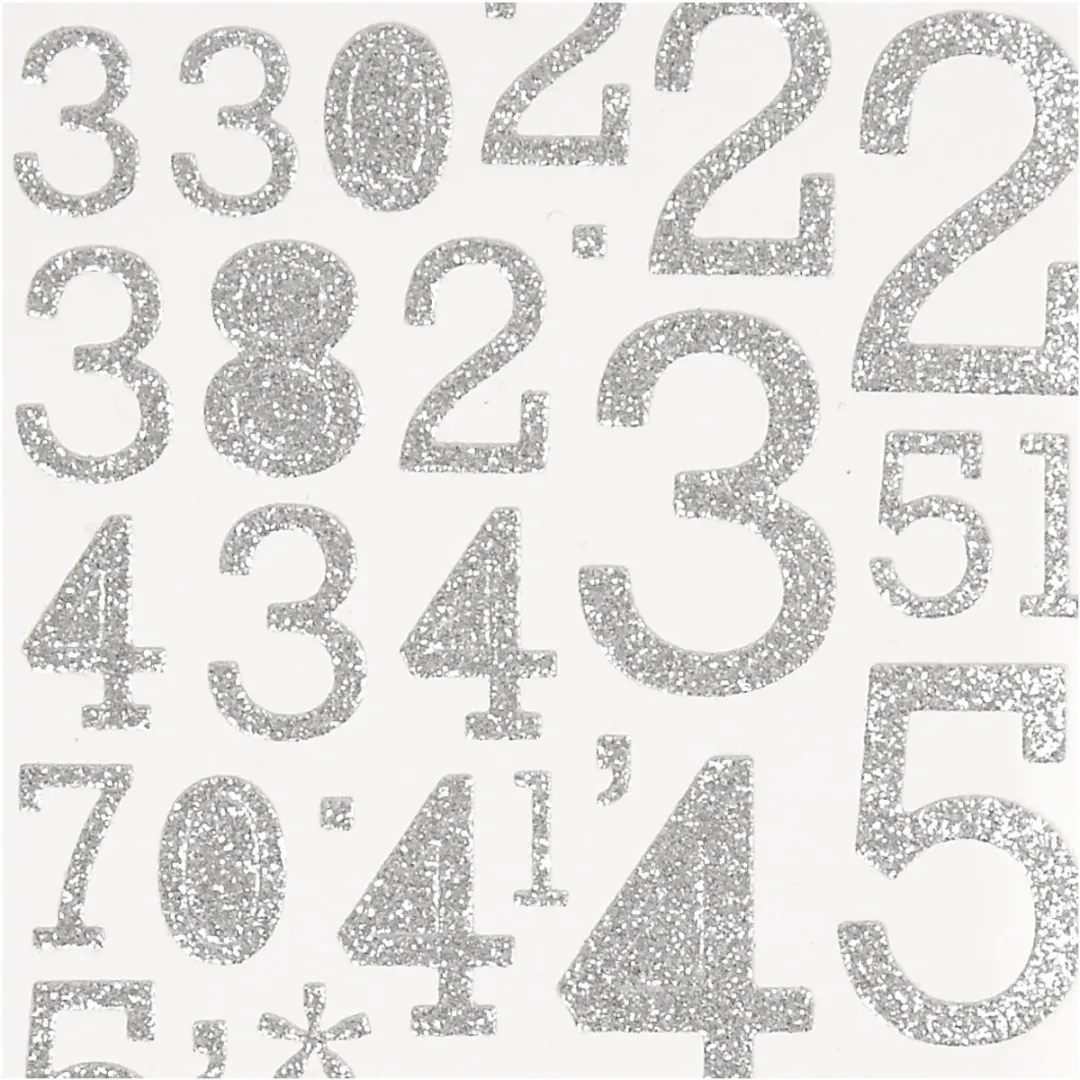 Creativ Company Glitter Stickers Zilveren Cijfers 10x24cm - Multicolor