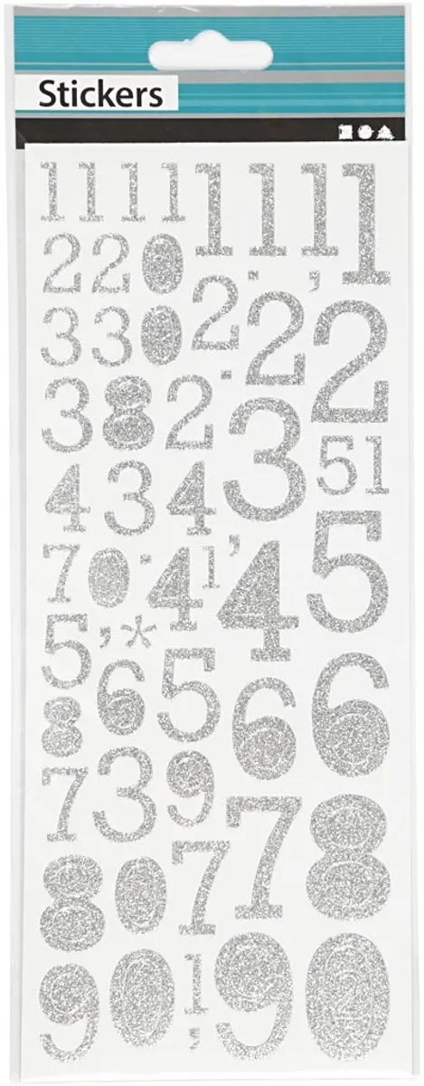 Creativ Company Glitter Stickers Zilveren Cijfers 10x24cm - Multicolor