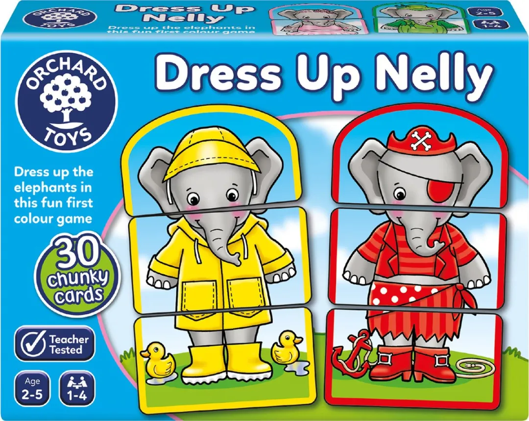Orchard Toys - Dress Up Nelly - Kleed de olifant aan - zoek kleuren bij elkaar - vanaf 2 jaar
