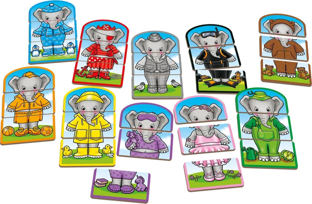 Orchard Toys - Dress Up Nelly - Kleed de olifant aan - zoek kleuren bij elkaar - vanaf 2 jaar