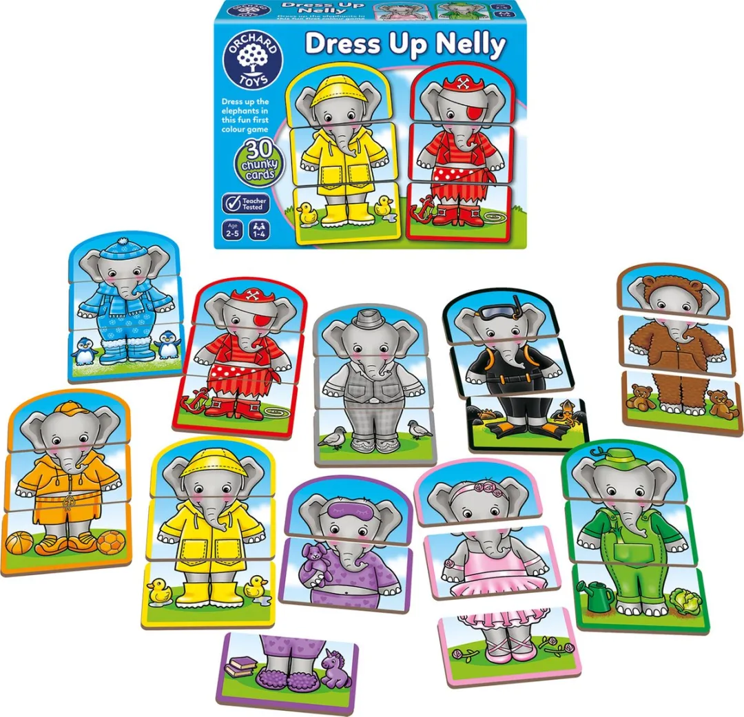 Orchard Toys - Dress Up Nelly - Kleed de olifant aan - zoek kleuren bij elkaar - vanaf 2 jaar
