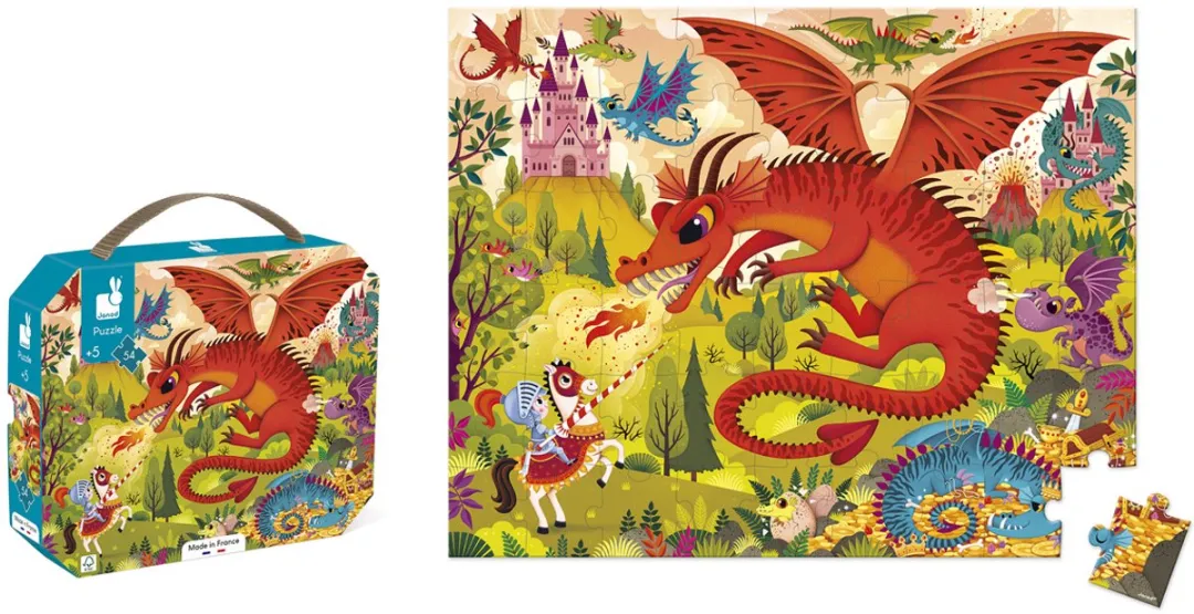Janod Koninkrijk van Draken Puzzel 54 Stuks - Multicolor