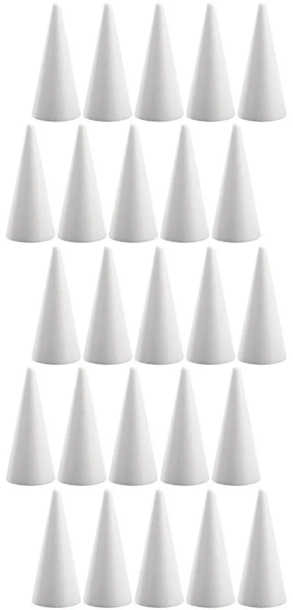Rayher Hobby Piepschuim Kegels 20cm - 25 Stuks Wit