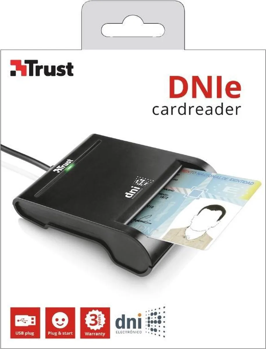 Trust 23084 DNI Kaartlezer - USB 2.0 - Zwart