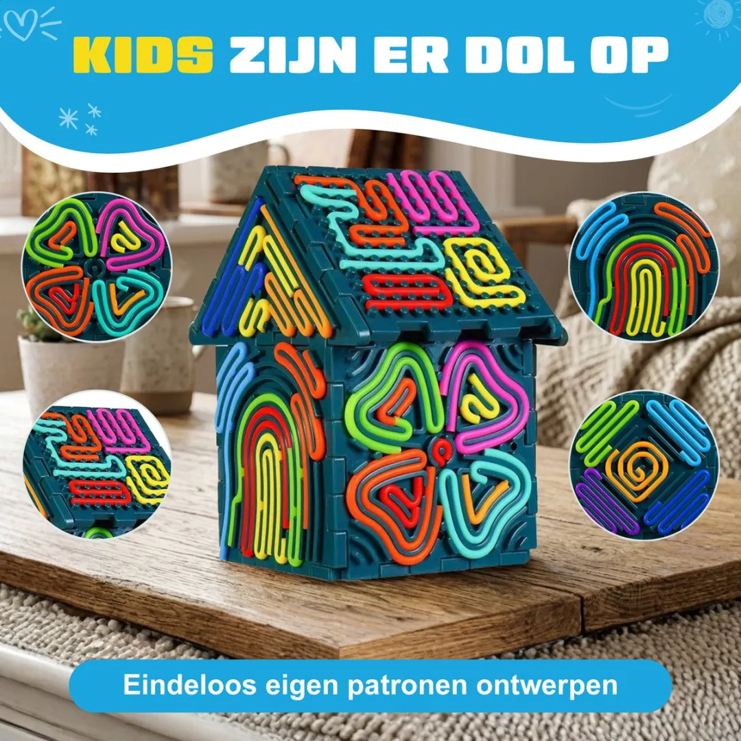 Fits4Kids Sensorisch Bouwset - 9 Patronen & 30 Draadjes - Meerkleurig