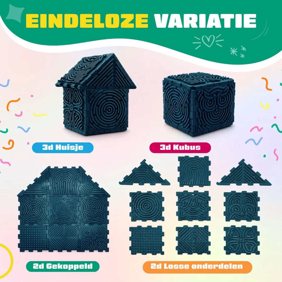 Fits4Kids Sensorisch Bouwset - 9 Patronen & 30 Draadjes - Meerkleurig