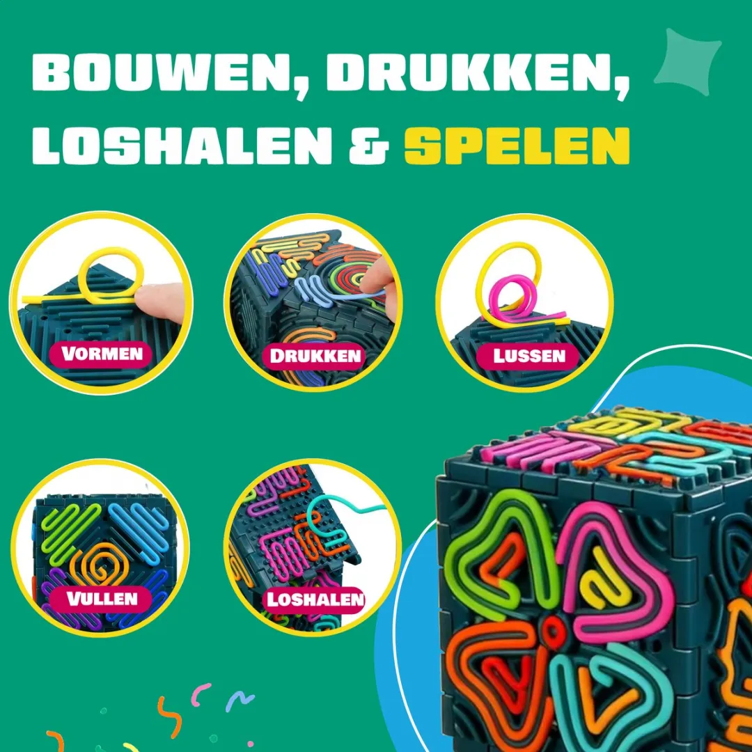 Fits4Kids Sensorisch Bouwset - 9 Patronen & 30 Draadjes - Meerkleurig