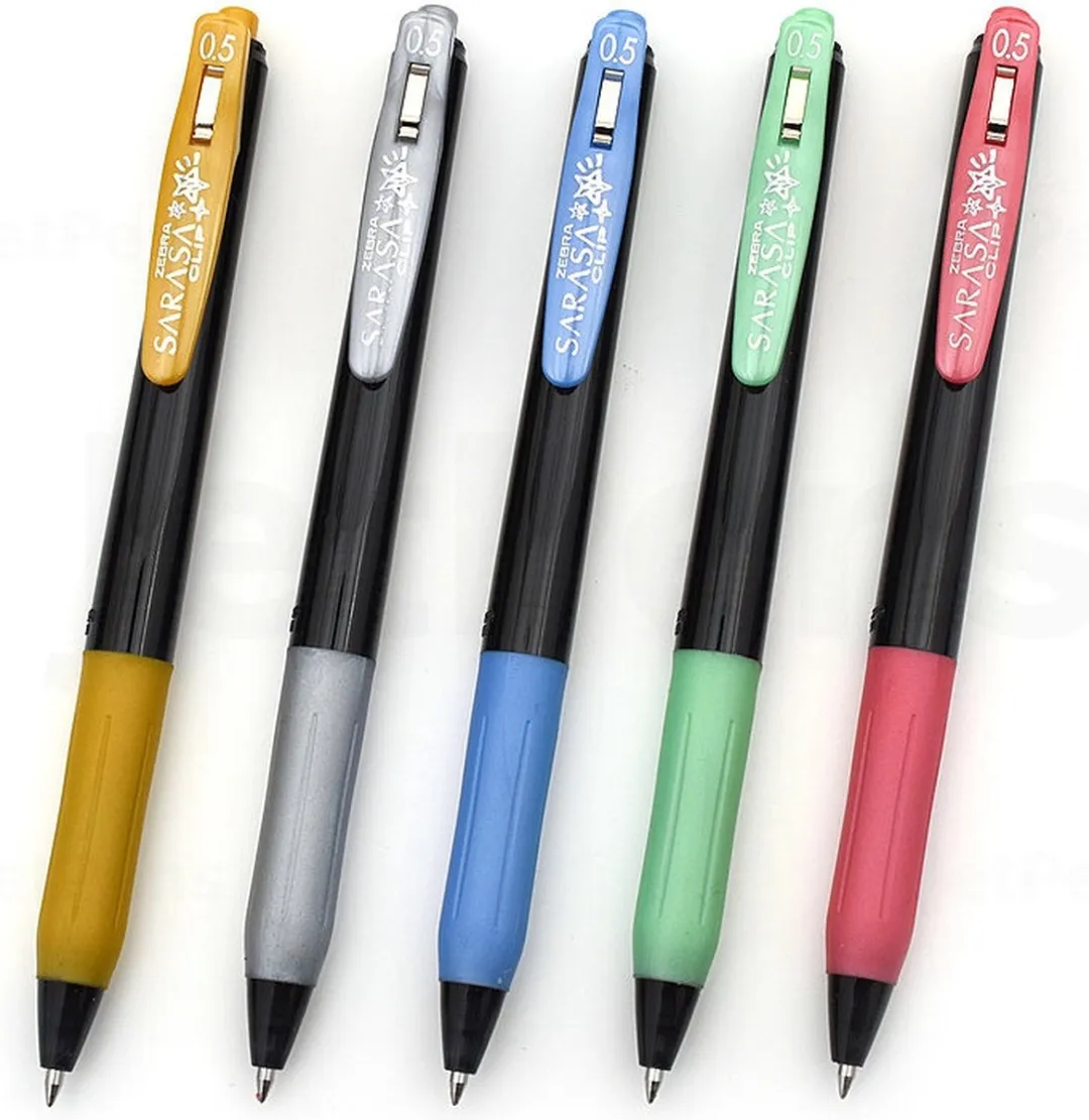 Zebra Sarasa Clip Ballpoint 0.5mm Decoshine Color 5 - 5 Stuks + Extra Brushpen