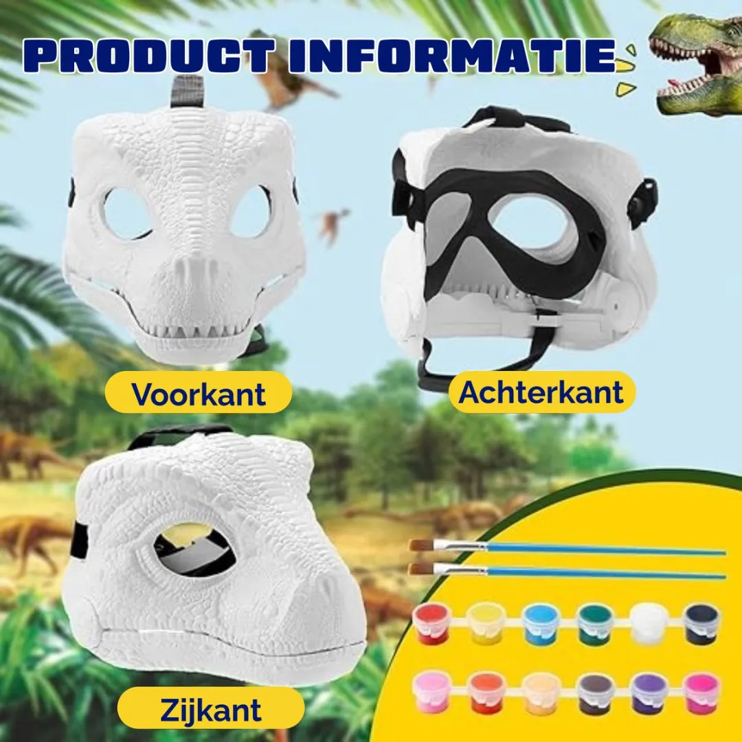 Fits4kids DIY Dinosaurus Masker Knutselset - Verkleedset vanaf 5 jaar