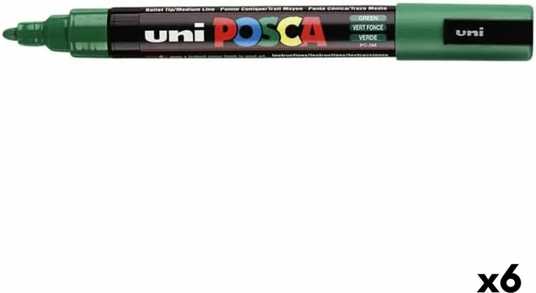 Posca PC-5M Medium Tip Verfstiften - Donker Groen - 6 Stuks