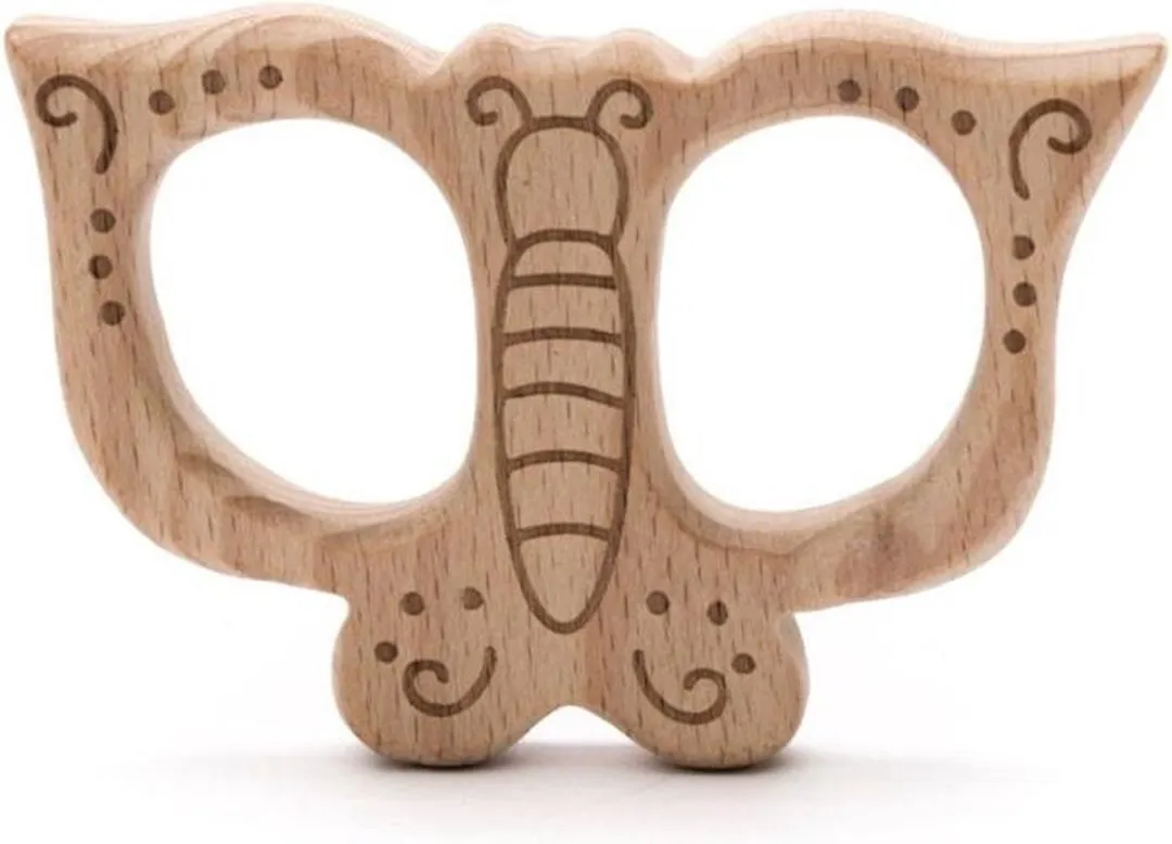 Durable Houten Bijtring Vlinder - Bruin