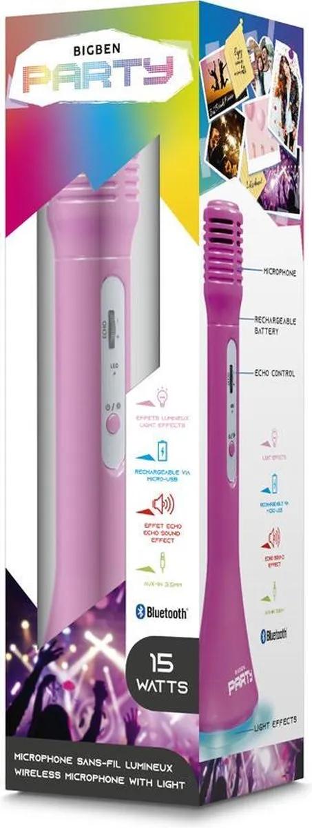 Bigben Party Microfoon Karaokeset - Bluetooth - Roze