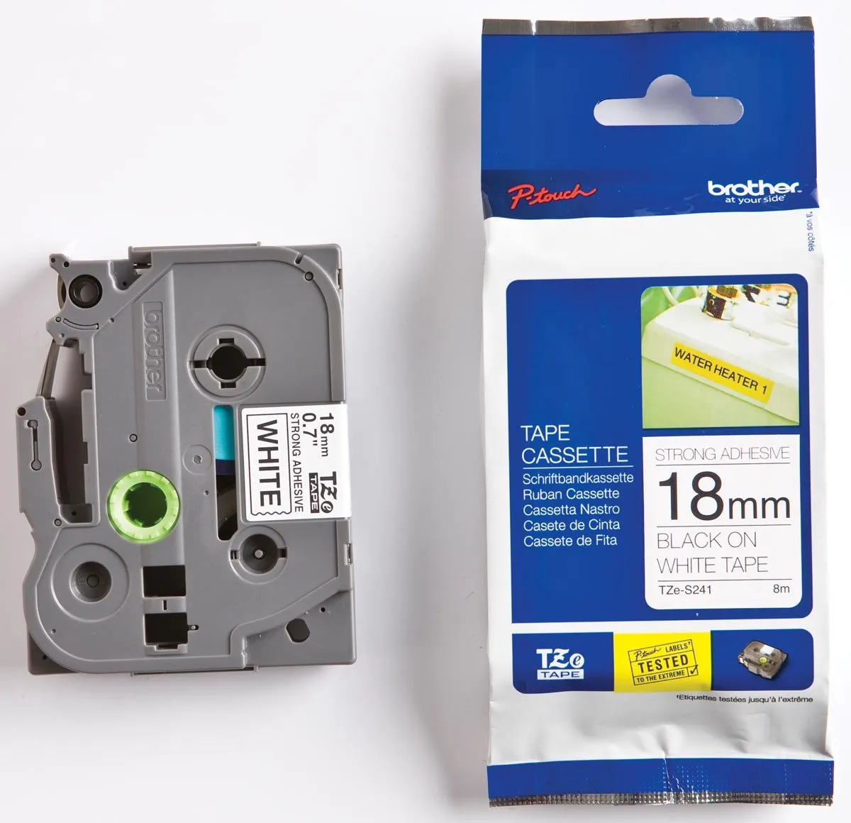 Brother TZeS241 Laminated Tape - 18mm x 8m - Wit/Zwart