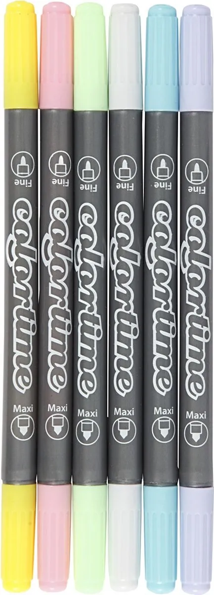 Creotime Colortime Dubbelstiften 6 Stuks Lichte Kleuren