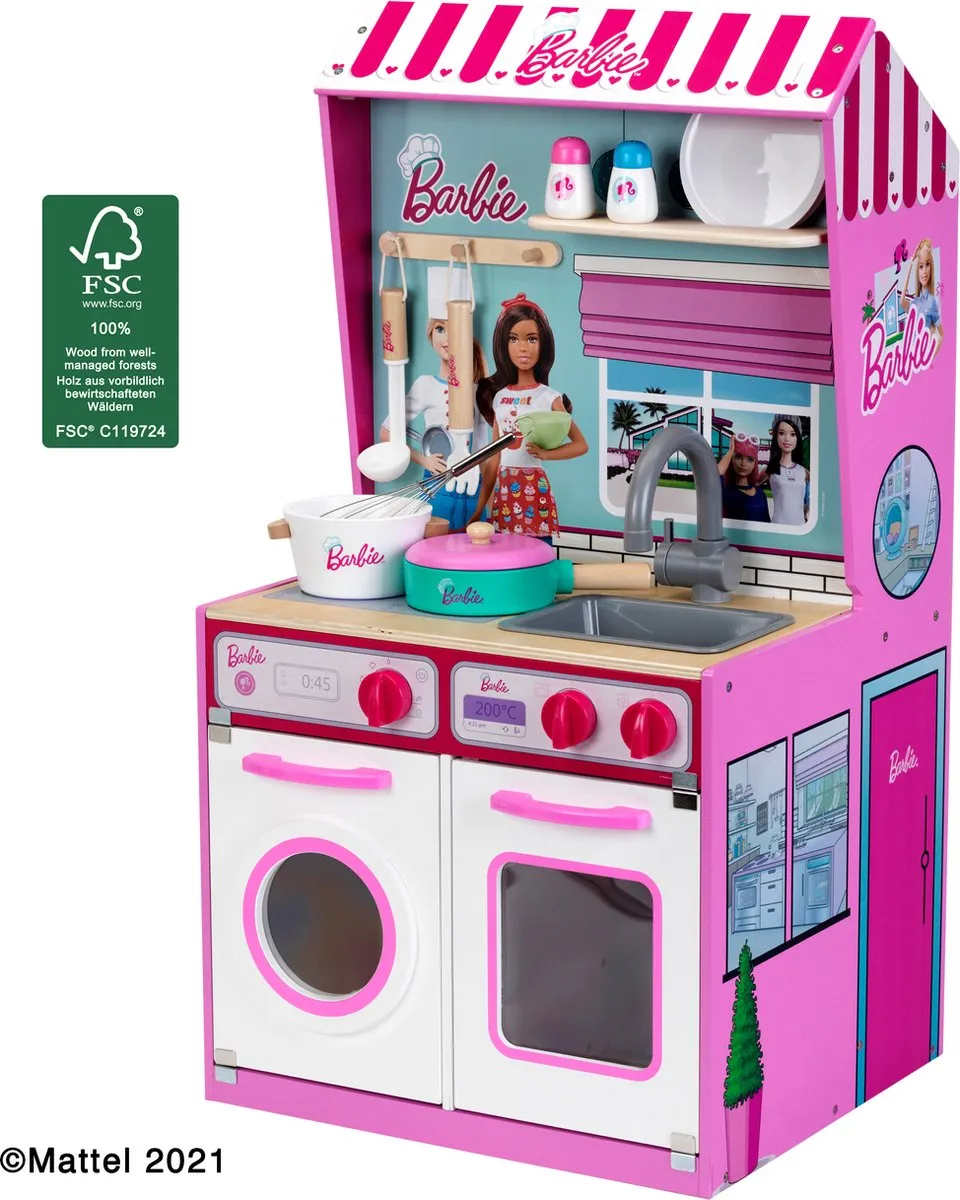 Klein Toys Barbie Kinderkeuken Poppenhuis - 45x40x85cm - Multicolor