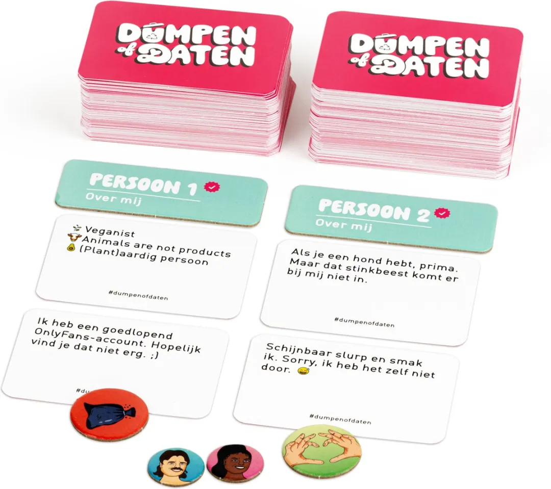 Dumpen Of Daten - Hilarische Nederlandstalige Partygame - Leer je partner beter kennen - Klein cadeautje - Nederlandstalig vriendenspel