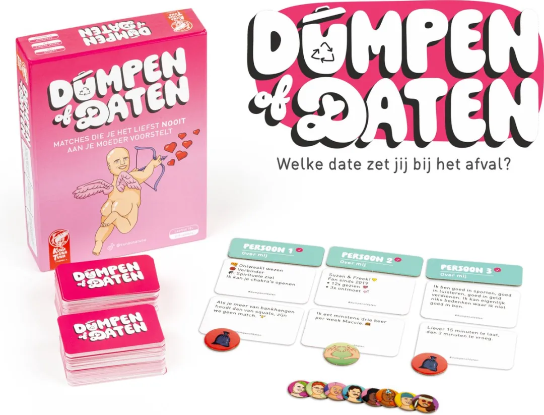 Dumpen Of Daten - Hilarische Nederlandstalige Partygame - Leer je partner beter kennen - Klein cadeautje - Nederlandstalig vriendenspel