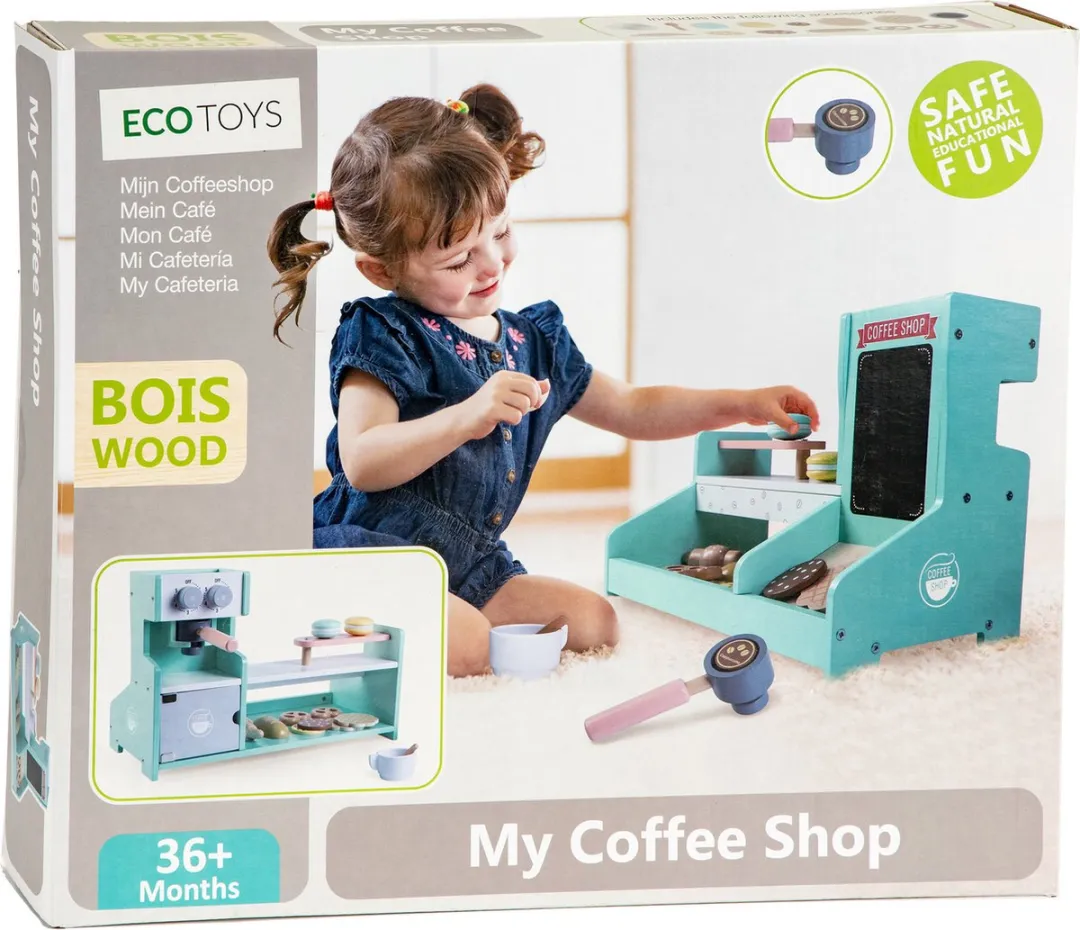 ECOTOYS Houten Patisserie Speelgoedwinkel - Mint - 42,5x20x28cm