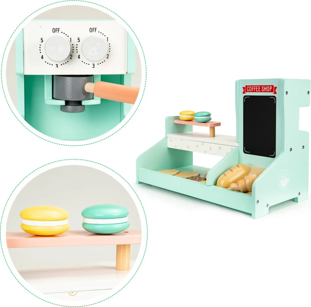 ECOTOYS Houten Patisserie Speelgoedwinkel - Mint - 42,5x20x28cm