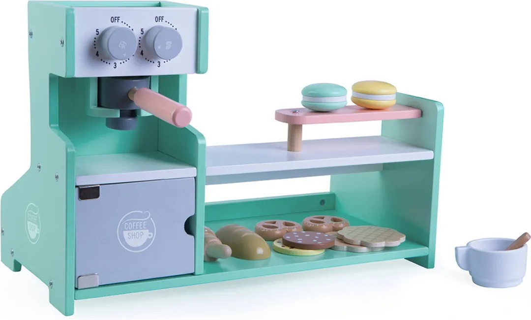 ECOTOYS Houten Patisserie Speelgoedwinkel - Mint - 42,5x20x28cm